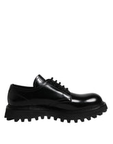 Dolce & Gabbana Black Leather Lace Up Trekking Dress Shoes
